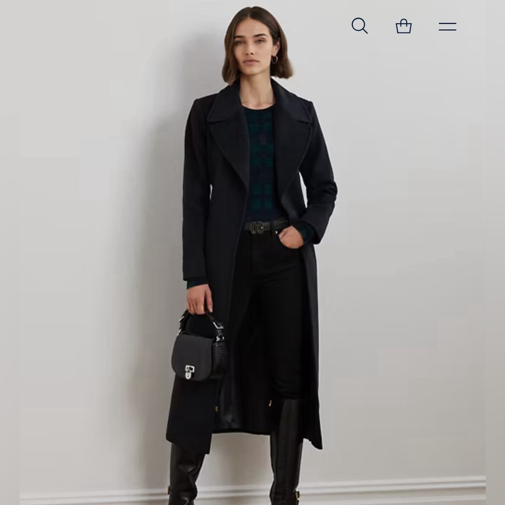 Lauren Ralph Lauren Belted Wool Blend Wrap Coat size 16